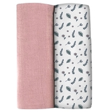 Багаторазова пелюшка Beaba Квіти, муслін, 120х120 см, білий з рожевим, 2 шт. (920388) - Pampik