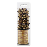 Упаковочный набор Offtop, оберточная лента 10 м и бантик 4 шт., золотой (832968) - Pampik