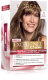 Фарба для волосся L’Oréal Paris Excellence Creme, відтінок 7.1 (русявий попелястий), 176 мл - Pampik
