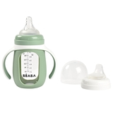Поїльник скляний Beaba 2 в 1, 210 мл, зелений (913537) - Pampik