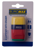 Точилка з контейнером Buromax Rubber Touch, з ластиком (BM.4771-1) - Pampik - 2
