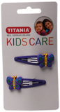 Набор металлических зажимов для волос Titania Бабочка, 6 см, 2 шт., синий (8513 KIDS) - Pampik