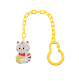 Ланцюжок для пустушки Baby Team Звірятка, жовтий (3332_котик) - Pampik