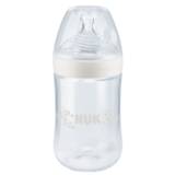 Пляшечка Nuk Nature Sense, з широким горлечком, з силіконовою соскою, 6-18 міс., 260 мл, білий (3952538) - Pampik