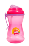 Поильник-непроливайка Lindo, с силиконовой трубочкой, 415 мл, розовый (Li 727 роз) - Pampik