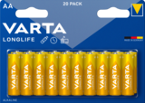 Батарейка Varta Long Life AA Bli Alkaline, 1,5 V, 20 шт. (4106101420) - Pampik