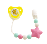 Ланцюжок для пустушки силіконовий Baby Team, рожевий (3390_розовая_звездочка) - Pampik