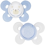 Силиконовая пустышка Chicco Physio Comfort, 0-6 мес., голубая, 2 шт. (74931.21.00.00) - Pampik
