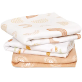 Рушник Aden + Anais Keep rising, муслин, 70х70 см, білий з бежевим, 3 шт. (AMSC30016) - Pampik