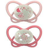 Пустушка Nip Мій метелик Ніч Мишка та Зірочка, силіконовий, 0-6 міс., 2 шт., фуксія з рожевим (38648-51) - Pampik