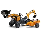 Дитячий трактор на педалях Falk 967N Case CE з причепом та ковшами помаранчевий (967N) - Pampik