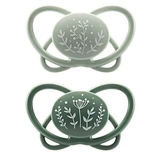 Пустушка Nip Мій метелик, силіконовий, 0-6 міс., 2 шт., світло-сірий з оливковим (38594-51) - Pampik