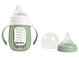 Поїльник скляний Beaba 2 в 1, 210 мл, зелений (913537) - Pampik - 2