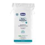 Детские салфетки Chicco Baby Moments хлопчатобумажные, 60 шт. - Pampik