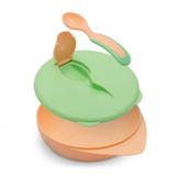 Тарілочка глибока з кришкою та ложечкою Baboo, зелений (90423) - Pampik - 2