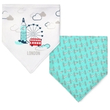 Нагрудник - хустинка BabyOno Лондон, білий з бірюзовим (879/08) - Pampik