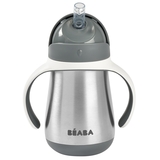 Металевий поїльник Beaba з трубочкою, 250 мл, сірий (913536) - Pampik