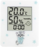 Цифровой гигрометр-термометр Стеклоприбор Т-17 с часами Енот, белый (403318-2) - Pampik