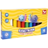 Пластилин восковой Школярик, круглый, 10 цветов, 130 г (83812902-UA) - Pampik