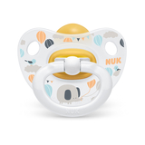 Пустышка латексная NUK Happy Kids Слоник, ортодонтическая, 6-18 мес., белый (3952315) - Pampik
