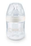 Пляшечка Nuk Nature Sense, з широким горлечком, з силіконовою соскою, 0-6 міс., 150 мл, білий (3952537) - Pampik