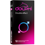 Презервативы латексные Dolphi Double effect, с ребрами и точками и двумя видами смазки: разогревающая и анастетик, 12 шт. - Pampik
