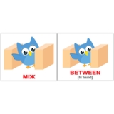 Набір карток Вундеркінд з пелюшок Прийменники/Prepositions, укр.-англ. мова, 20 шт. - Pampik