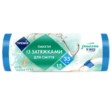 Пакеты для мусора Премія, с затяжками, 35 л, 15 шт. - Pampik