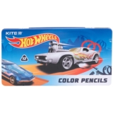 Карандаши цветные Kite Hot Wheels трехгранные металлический пенал 12 шт. (HW21-058) - Pampik