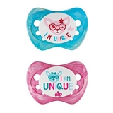 Пустышка Nip Я уникум № 1, силиконовая, 0-6 мес., 2 шт., голубой с розовым (31312) - Pampik