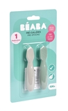 Набор силиконовых ложек Beaba BLW, 4+, 2 шт., зеленый с серым (913578) - Pampik - 4