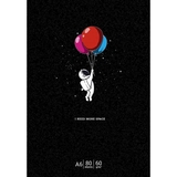 Блокнот для записей Student, А6, в клеточку, склейка, 80 л., Космонавт с шариками (A6-GB-080-830K) - Pampik