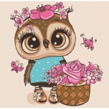 Картина за номерами ArtCraft Совеня з квітами 30x30 см (15515-AC) - Pampik