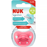 Пустышка силиконовая Nuk Signature, ортодонтическая, 18-24 мес., розовая (3952418) - Pampik