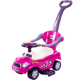 Машинка-толокар 2 в 1 Bambi Z 321-8, с родительской ручкой, розовая (23841) - Pampik