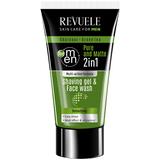 Гель для бритья и умывания Revuele Men Care Charcoal And Green Tea Shaving Gel And Face Wash 2in1, 180 мл - Pampik