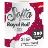 Паперові рушники Chisto Softa Royl Roll на гільзі тришарові, 350 відривів, 1 рулон - Pampik