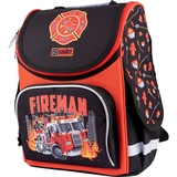 Рюкзак шкільний каркасний Smart PG-11 Fireman, чорний з червоним (559015) - Pampik