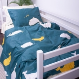 Пододеяльник на молнии MirSon Kids Time 22-1219 Whale, сатин, 210х143 см, темно-зеленый - Pampik
