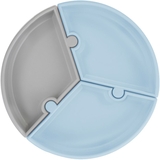 Тарілка секційна MinikOiOi Puzzle Mineral Blue/Powder Grey, на присосці, силіконова (101050059) - Pampik