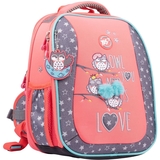 Рюкзак каркасний Yes S-57 Owls, серый с коралловым (553314) - Pampik - 2