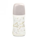 Пляшечка для годування Suavinex Gold Edition, фізіологічна соска, середній потік, 270 мл, сіра (307873) - Pampik