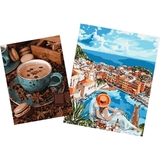 Набір для розпису по номерах Ideyka Італійська романтика 40х50 см та Натюрморт з кавою 30х40 см (СKHO1318) - Pampik