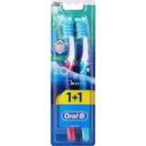 Зубна щітка Oral-B 3D White Fresh середньої твердості, бірюзовий з червоним, 2 шт. - Pampik