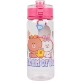 Бутылка для воды Yes Line friends, 600 мл, прозрачная с розовым (707951) - Pampik