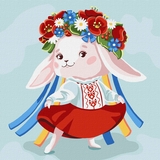 Набор для росписи по номерам Ідейка Зайка - украиночка, 30х30 см (KHO2401) - Pampik