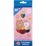 Карандаши цветные Yes Line Friends, двусторонние, 12 шт., 24 цвета (290713) - Pampik