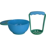 Тарелка с толкушкой Lindo синяя (РК 059) - Pampik