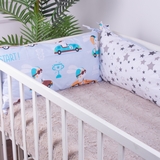 Захисна подушка-борт MirSon Kids Time 18-0008 Bunny Races, блакитна, 4 шт. - Pampik - 2