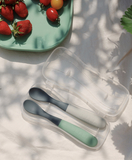 Набір силіконових ложок Beaba зелений/сірий, 2 шт. (913574) - Pampik - 4